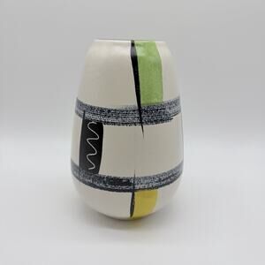 Vintage MCM Bodo Mans Bay Keramik Vase West Germany 582-17 50-60's Mod Decor 7”H